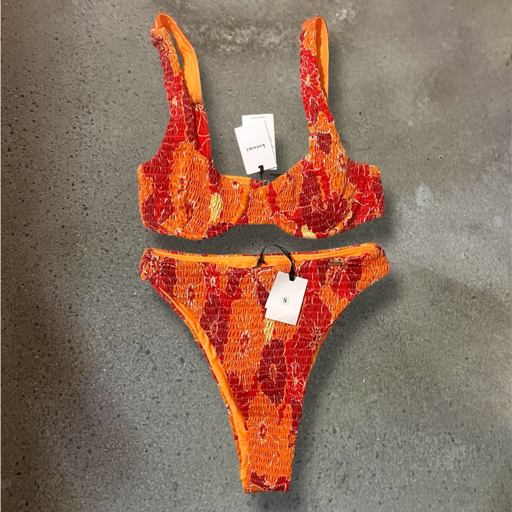 Vibrant Red and Orange Bikini Set